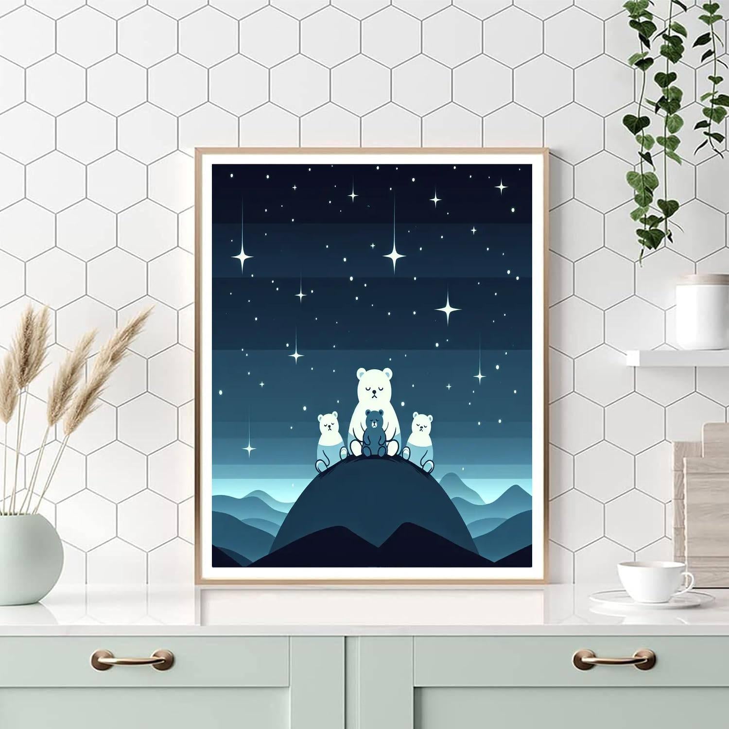 Serene Stargazing Bears Painting Number Kit