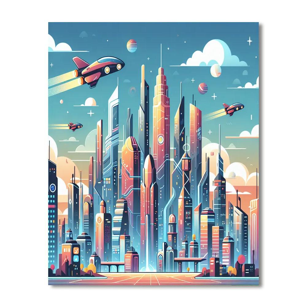 Futuristic City Adventure Painting Number Kit