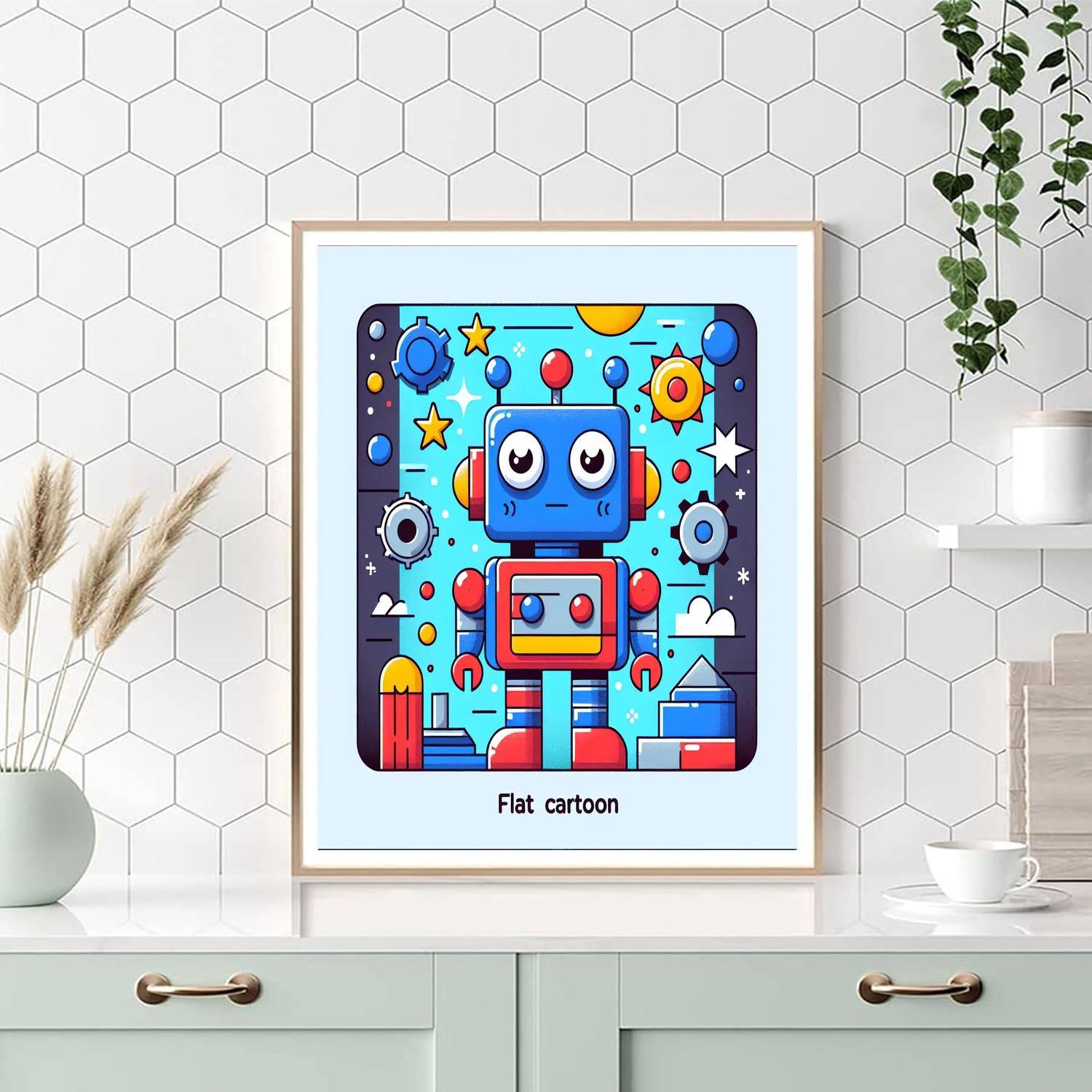 Colorful Robot Paint By Numbers Art