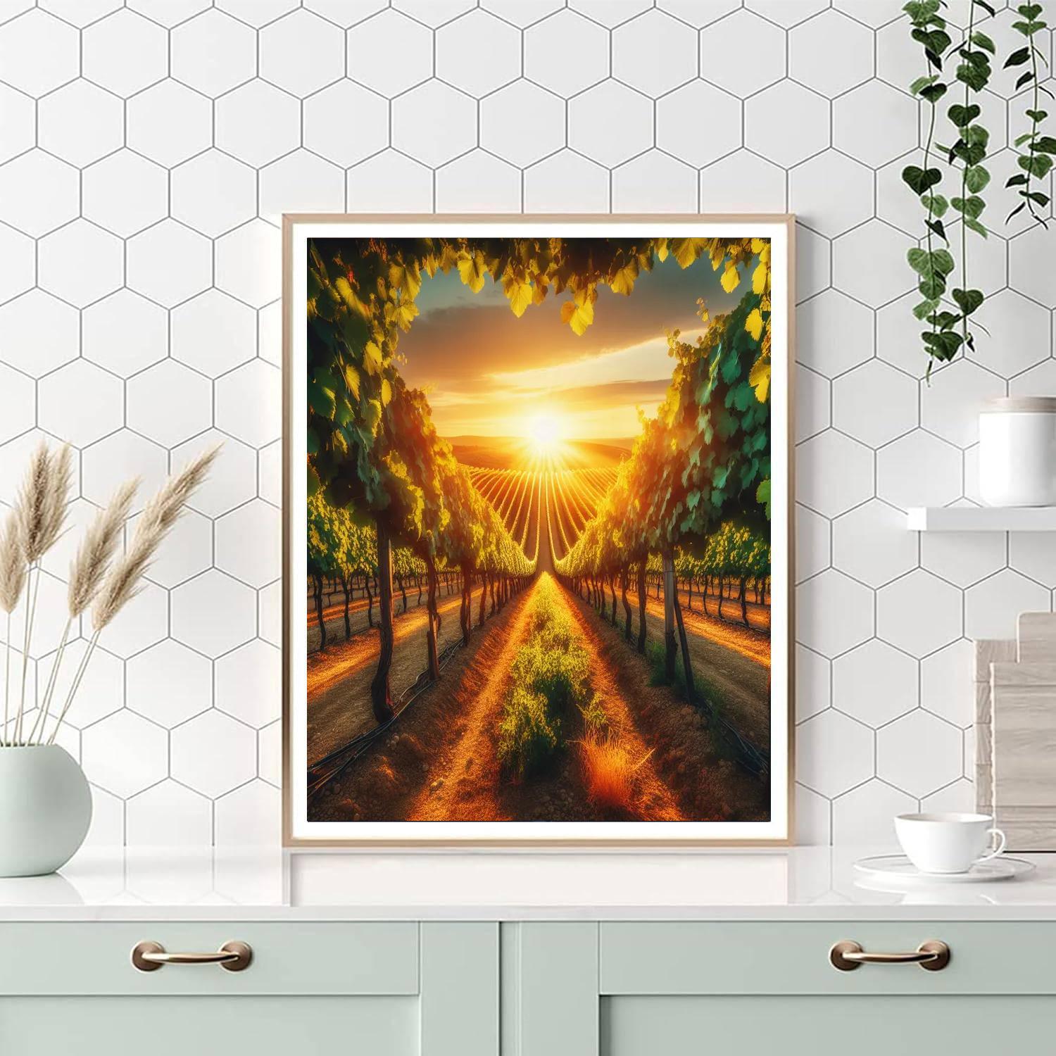 Sunlit Vineyard Pathway DIY Paint By Numbers