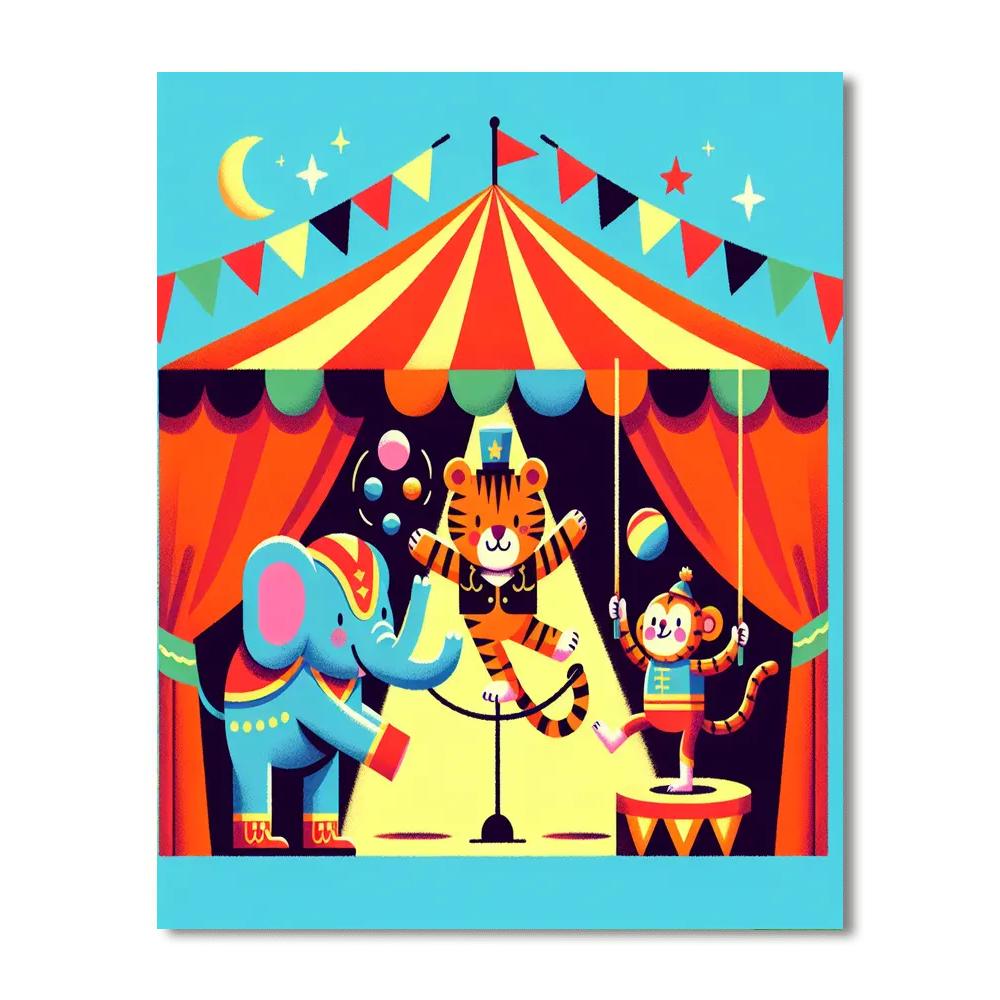 Giggling Circus Animals Numbered Painting Kits