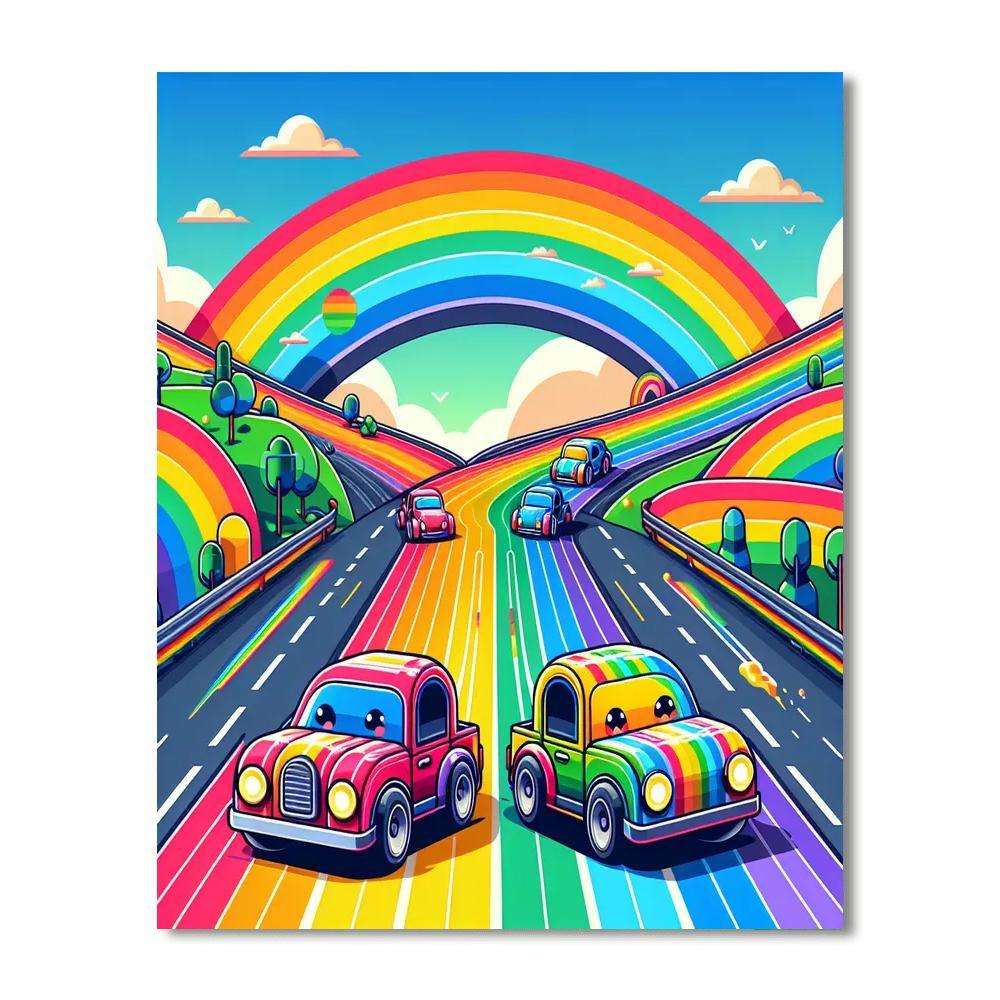 Rainbow Racing Paint By Numbers Art
