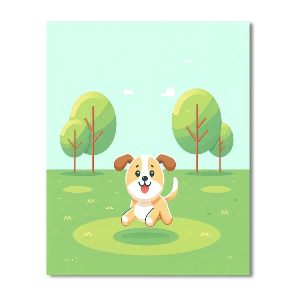 Joyful Puppy Park Romp Paint By Color