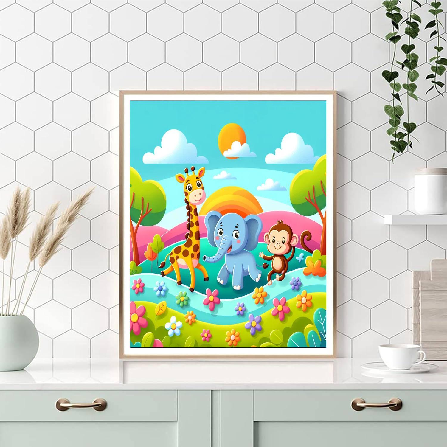 Colorful Animal Adventure Painting By Numbers Kit