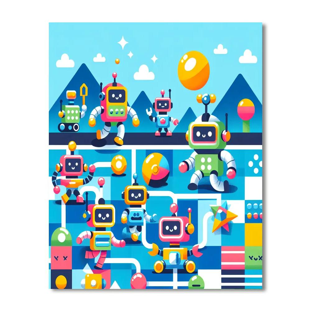 Robot Battle Number Painting