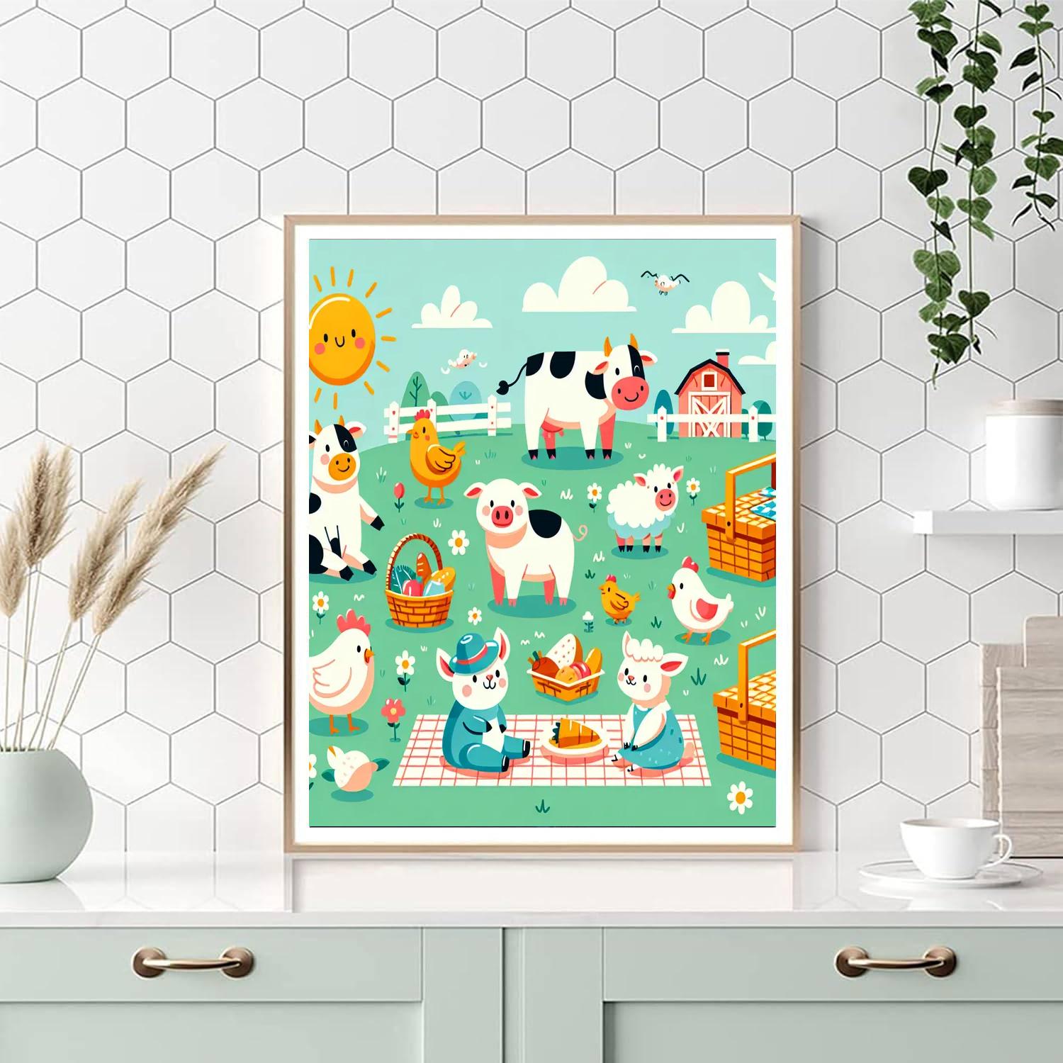 Sunny Farmyard Picnic Numbered Painting Kits
