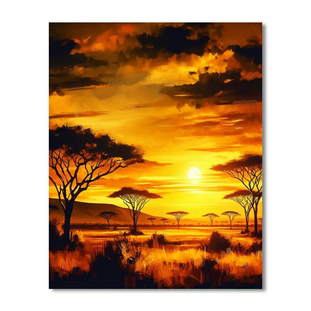 Golden Savannah Dusk Painting By Numbers Kit