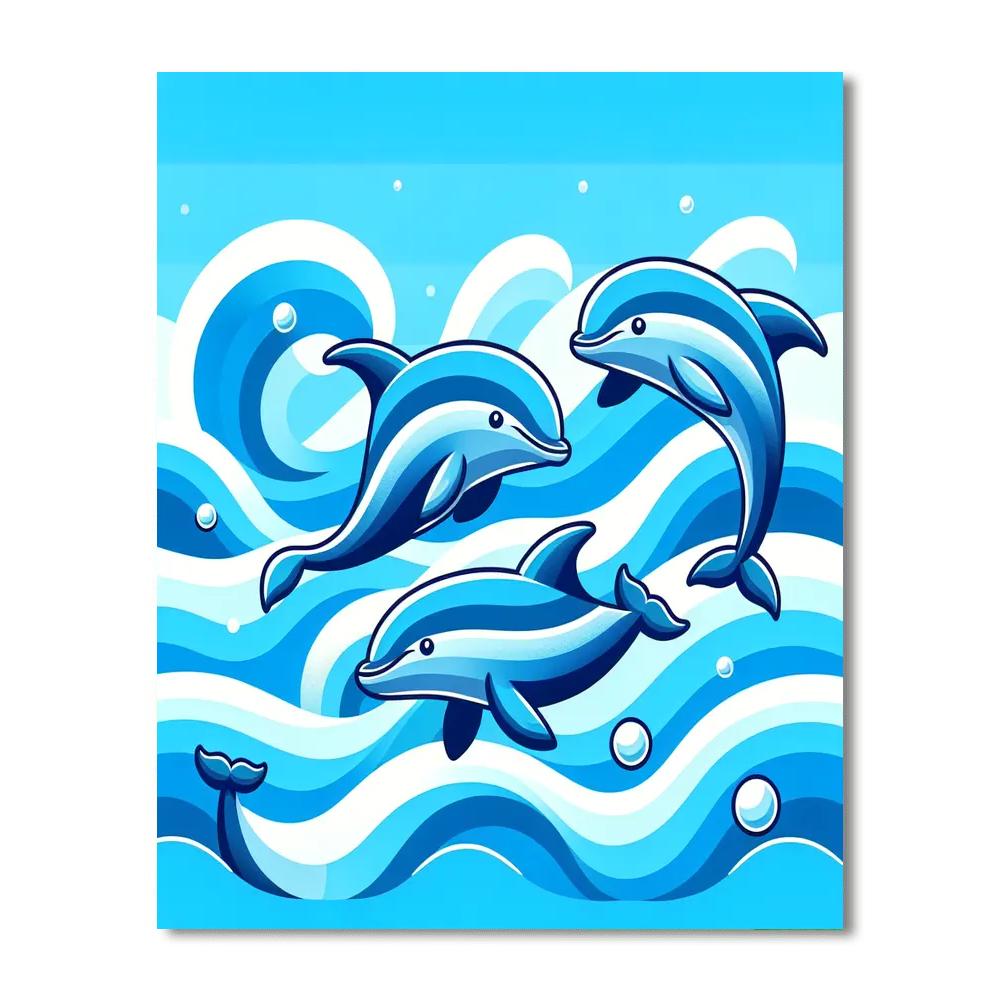 Seaside Dolphin Delight Number Painting