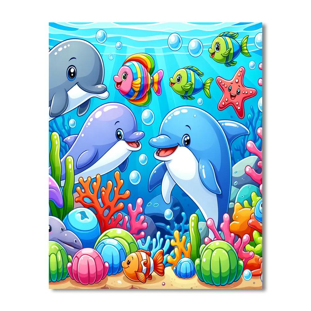Colorful Underwater Friends Paint By Numbers Art
