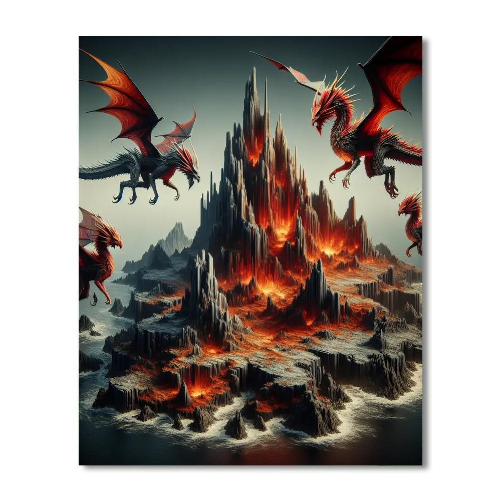 Fantasy Dragon Island DIY Paint By Numbers