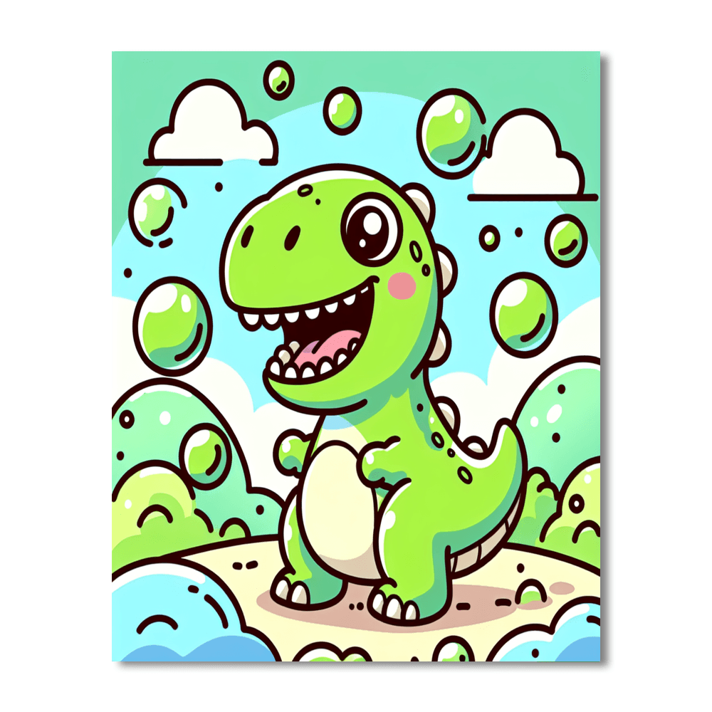Bubbly Dinosaur Painting Number Kit