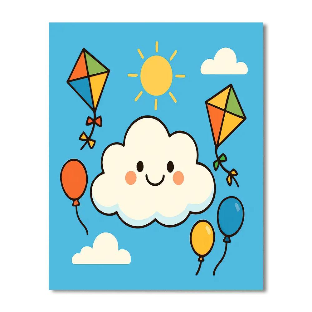 Curly Cloud Adventure Paint By Numbers Art