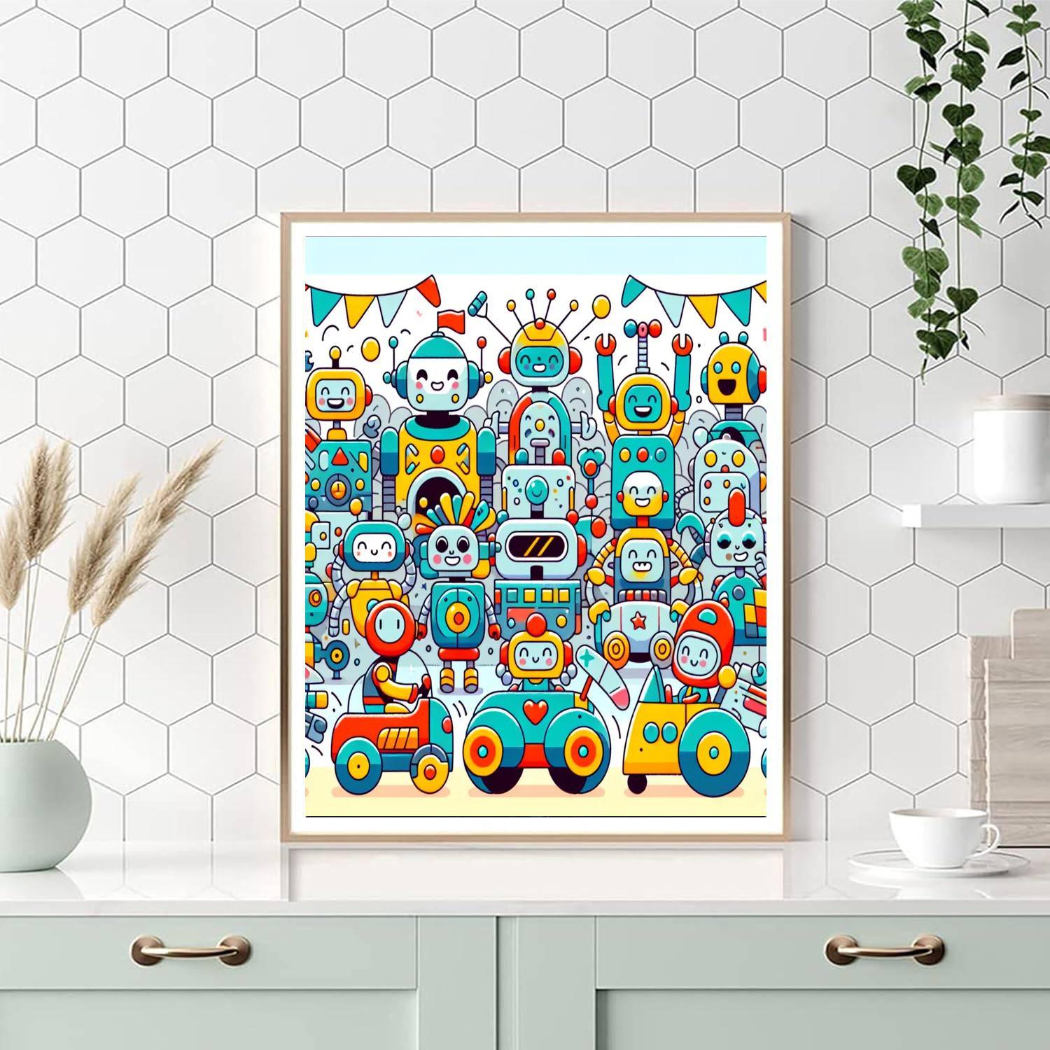 Energetic Robot Rally Paint By Number