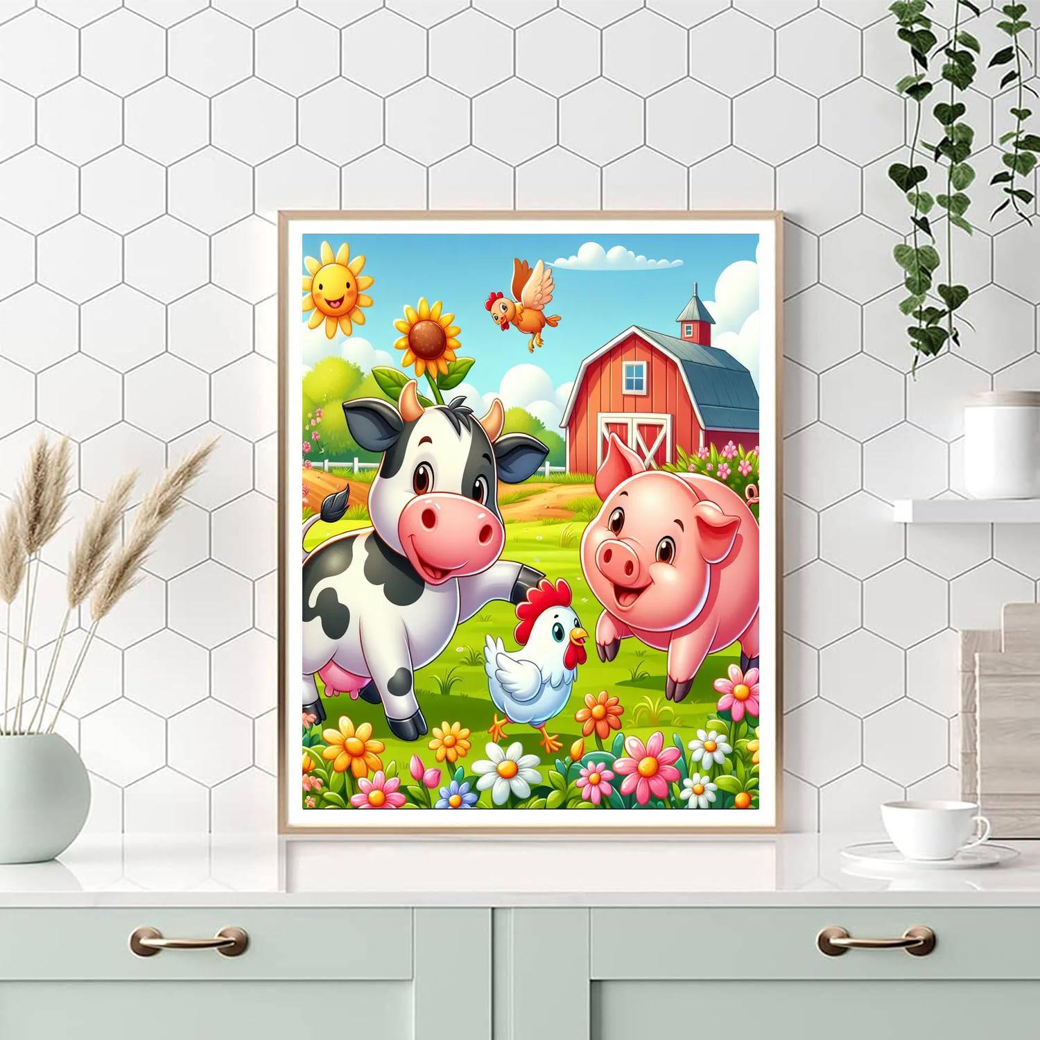 Joyful Farm Fun Paint By Numbers Art