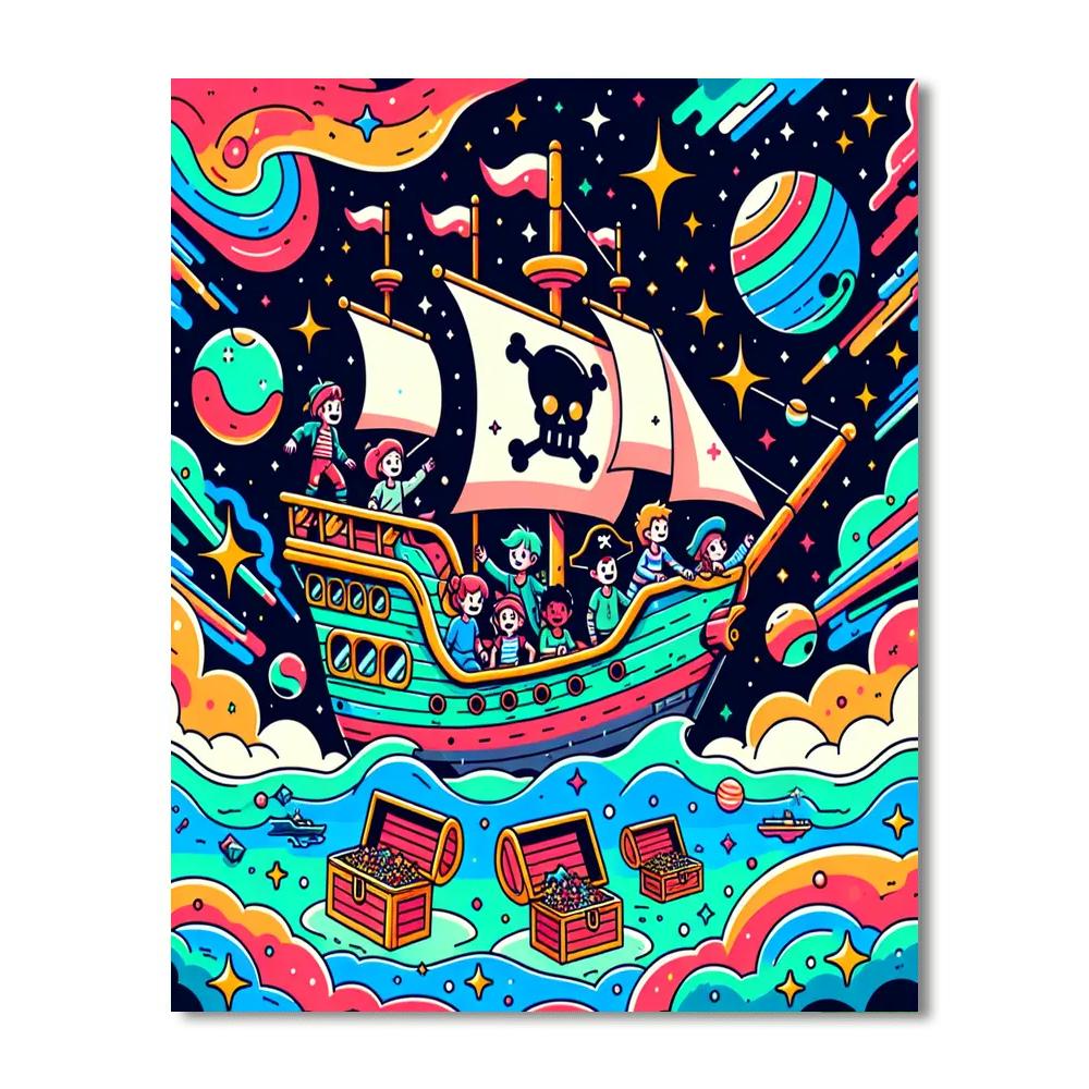 Astral Pirate Ship Voyage Painting Number Kit