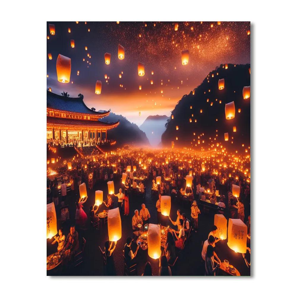 The Pingxi Sky Lantern Festival - Taiwan Numbered Painting Kits