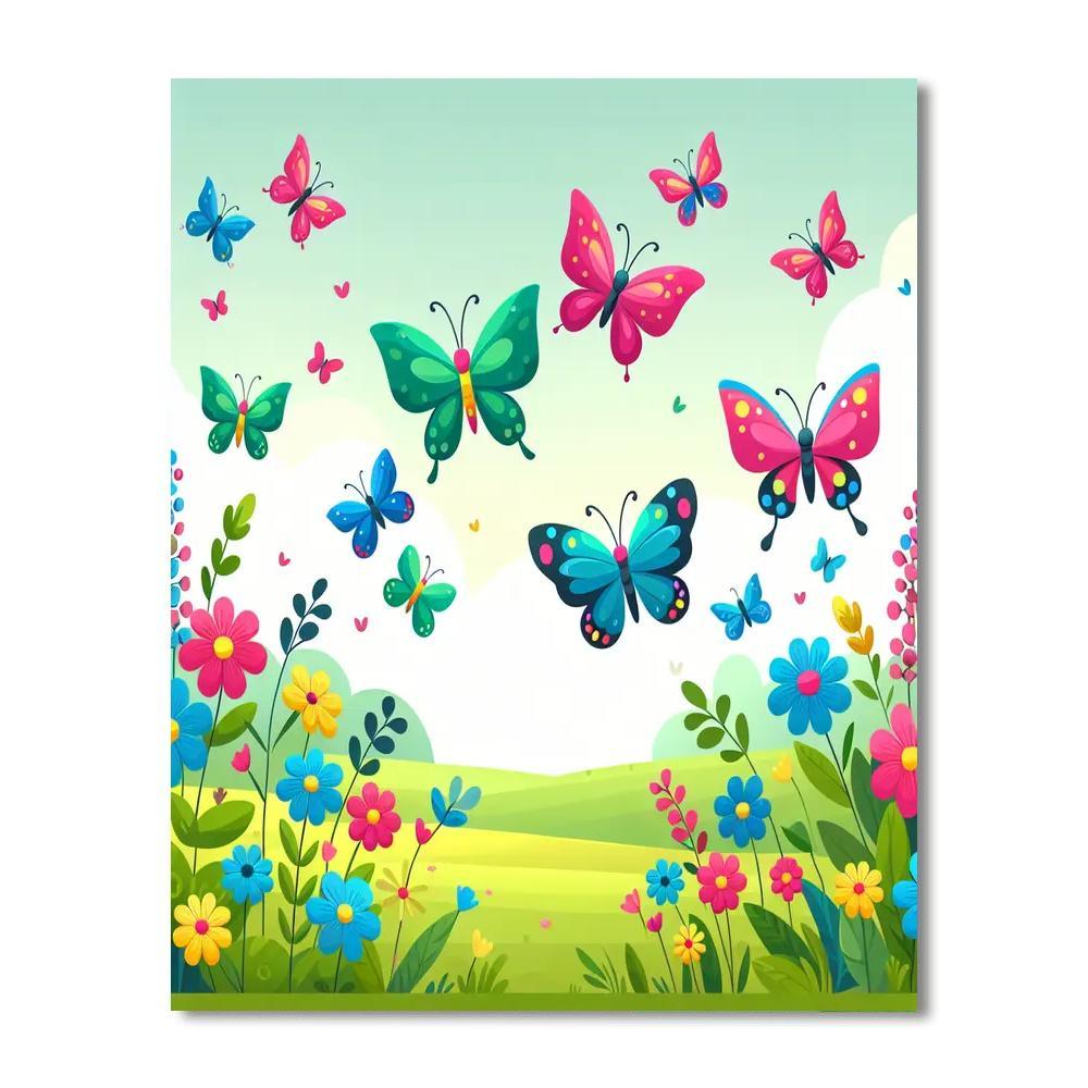 Sweet Butterfly Meadow Numbered Painting Kits