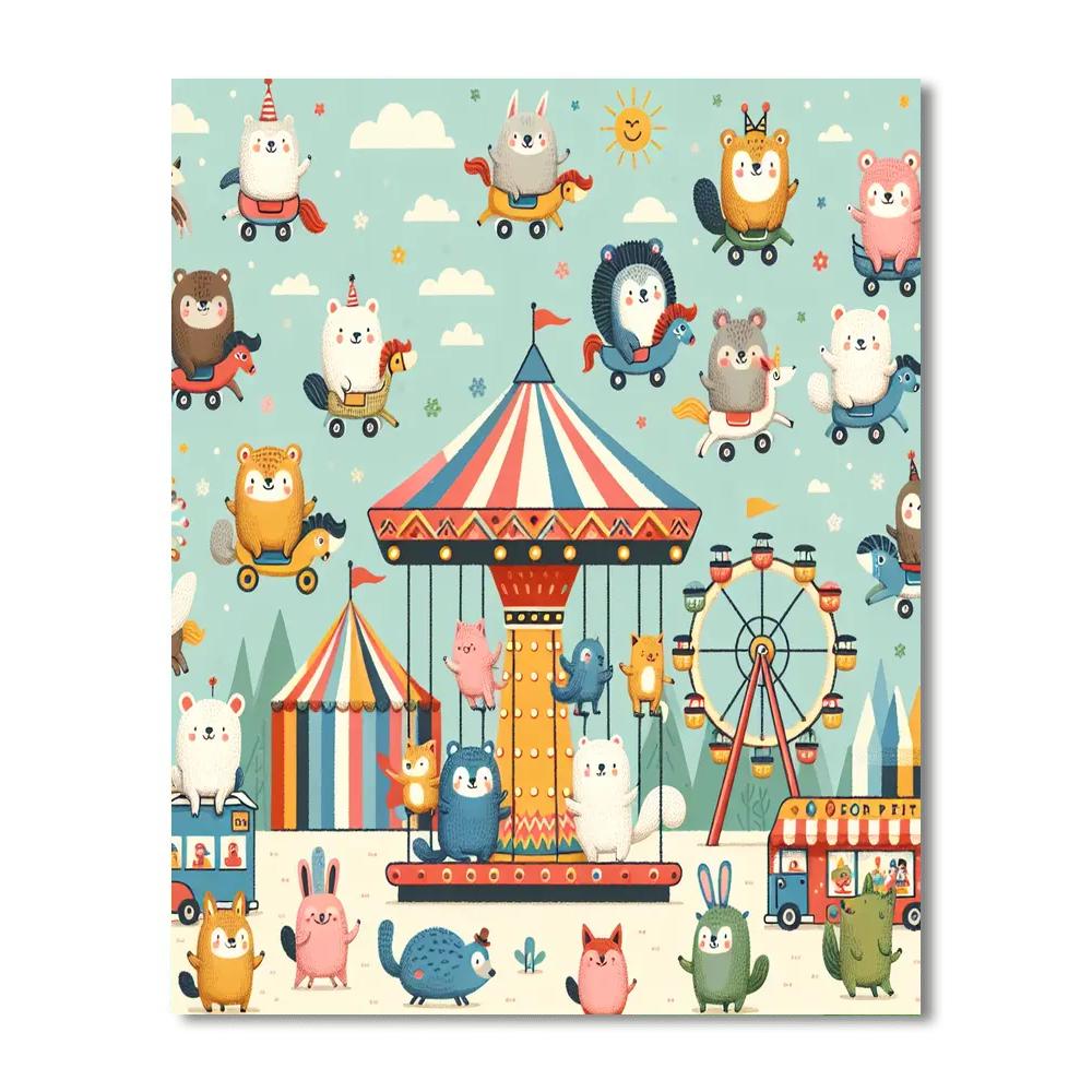 Happy Animal Carnival Paint By Numbers Art