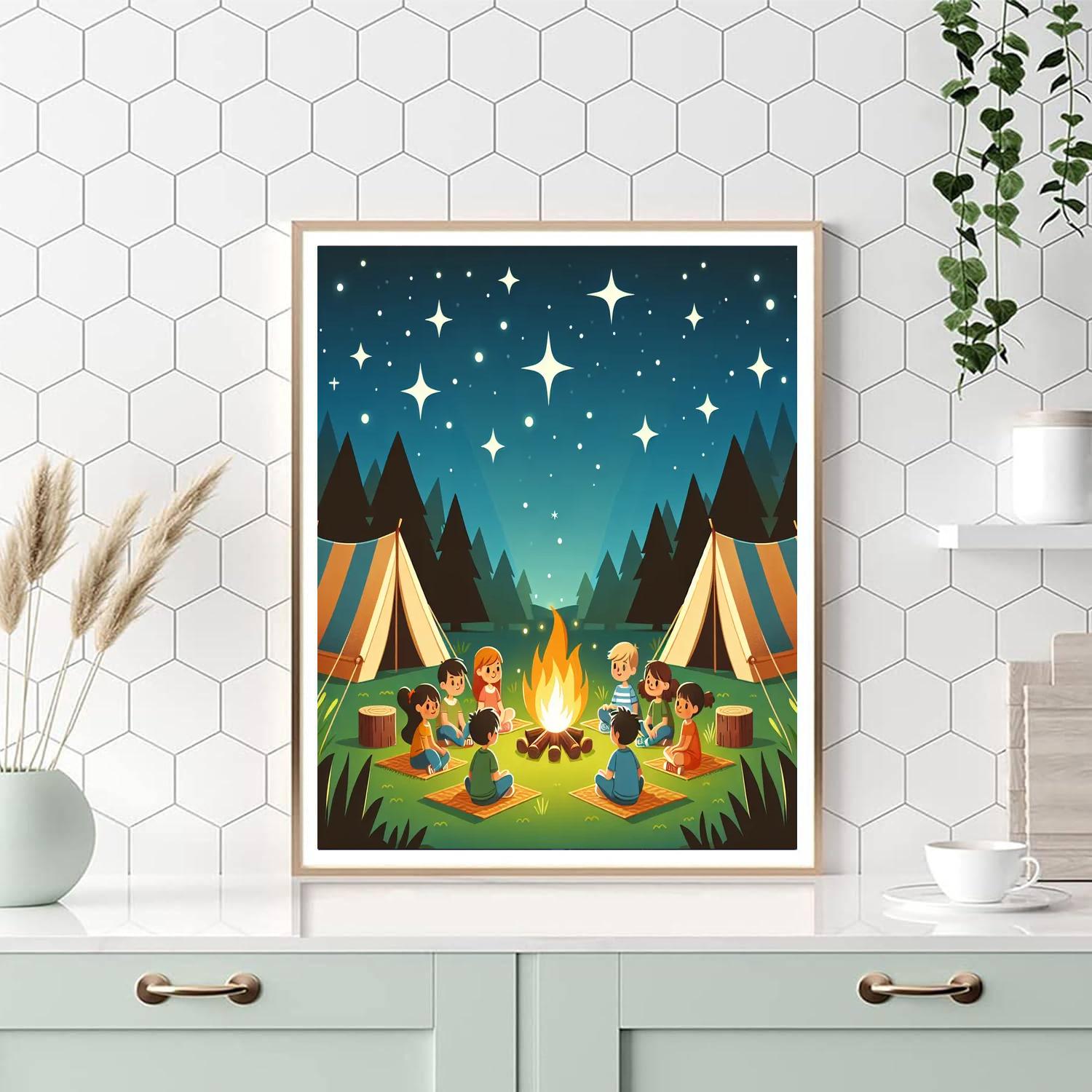 Cozy Campfire Adventure Paint By Numbers Art