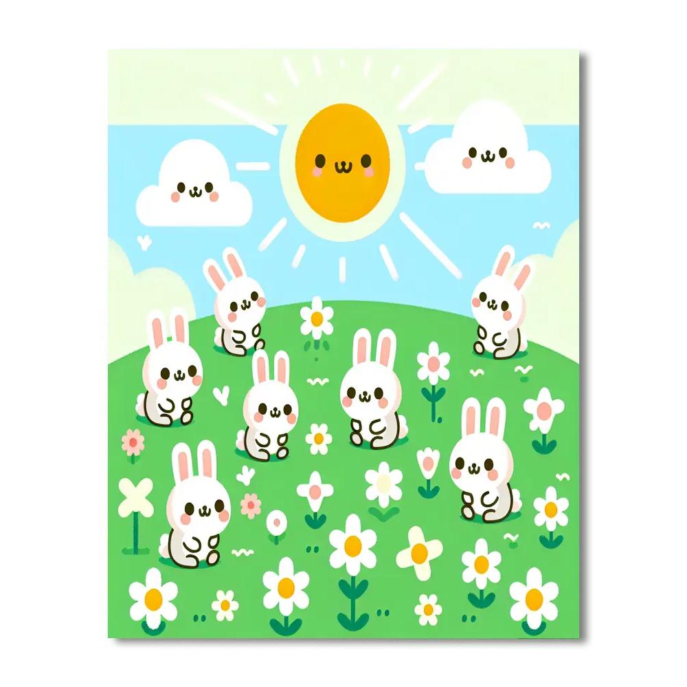 Fluffy Bunny Meadow Number Painting