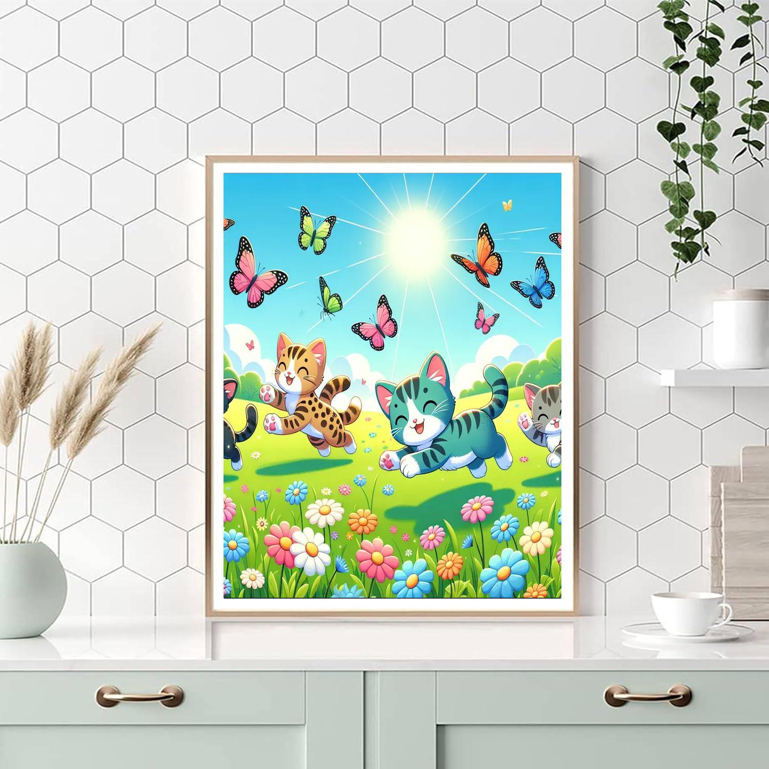 Playful Kitten Parade Painting Number Kit