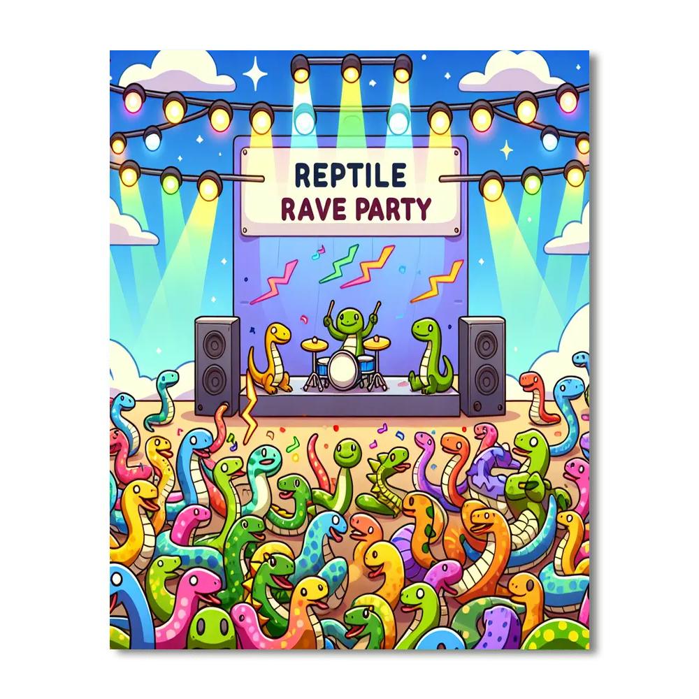 Rockin' Reptile Rave Number Painting