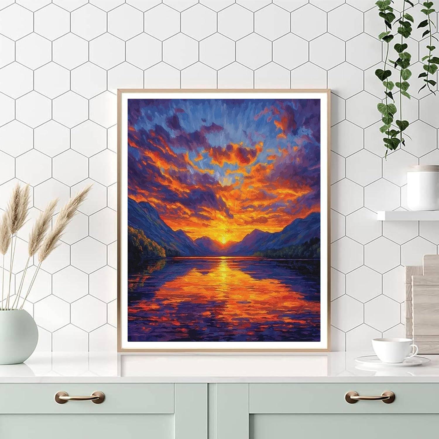J.M.W. Turner Inspired Melancholic Sunset Over Mountains  Paint By Numbers Kits