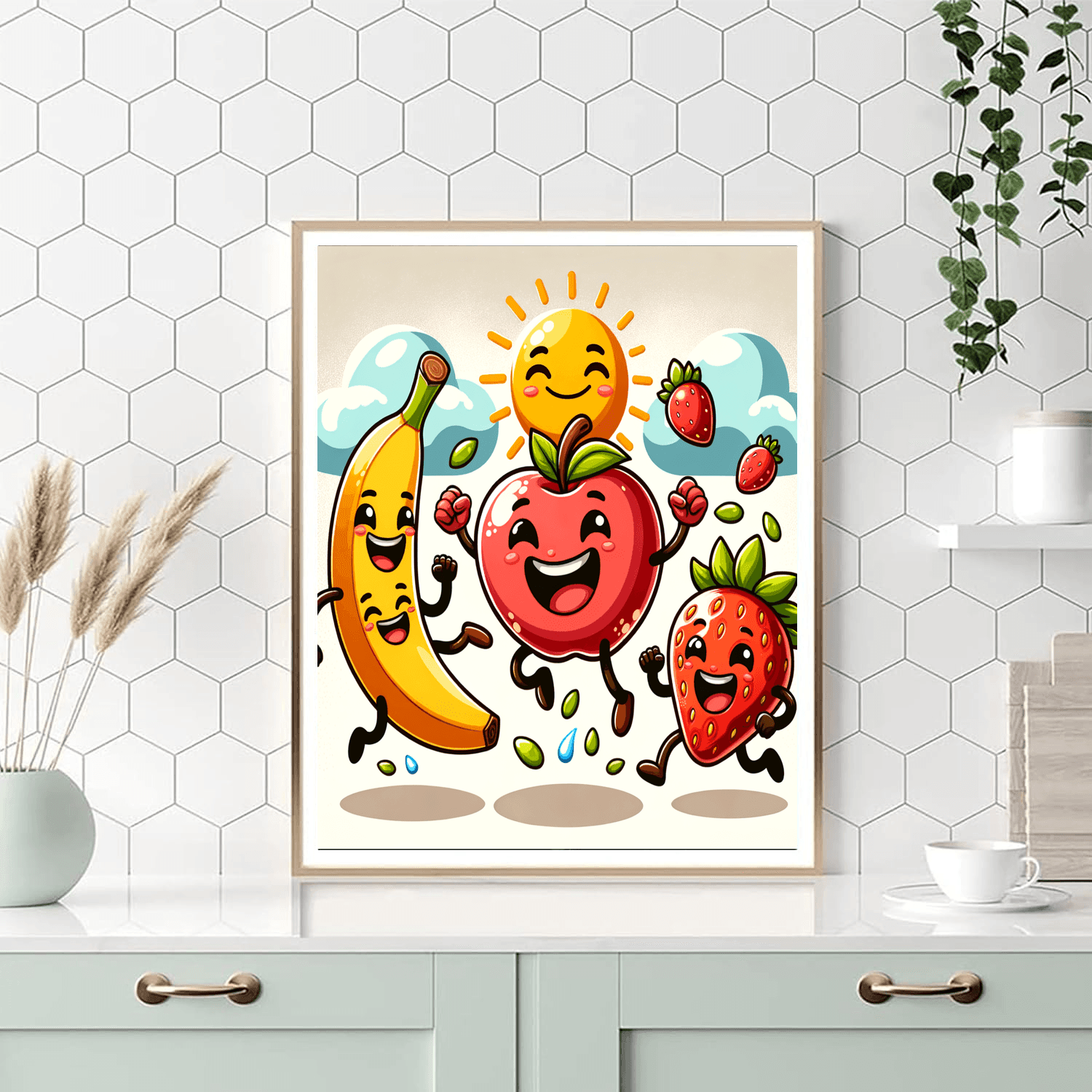 Funny Fruit Family Number Painting