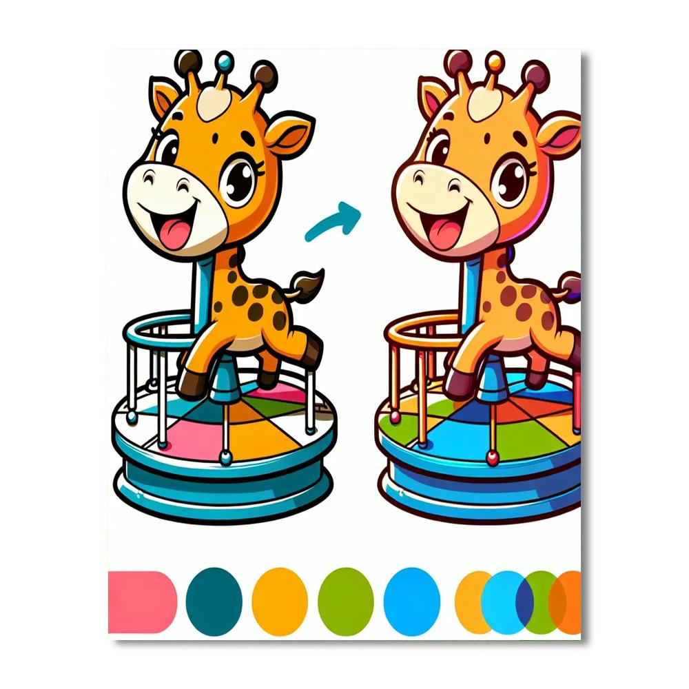Joyful Giraffe Carousel Numbered Painting Kits