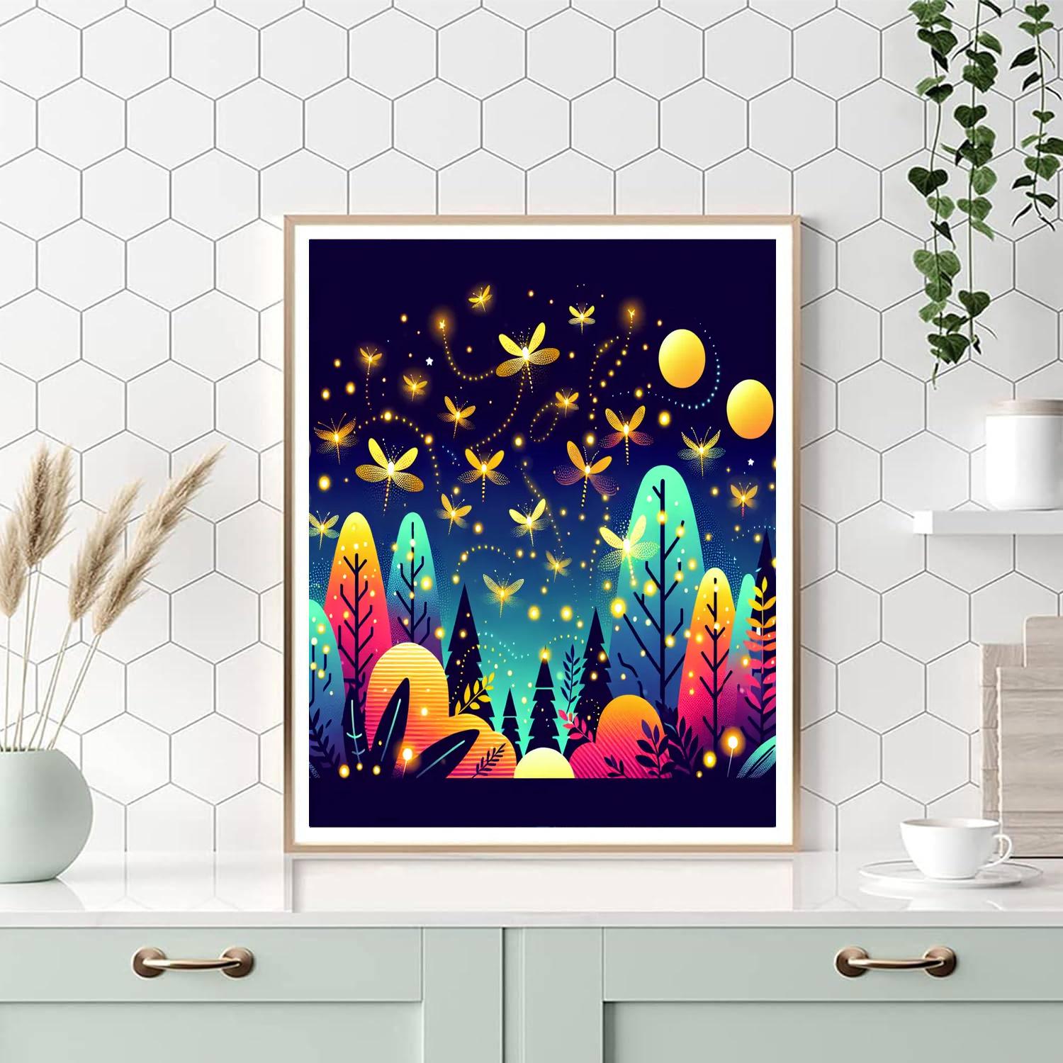 Firefly Festival In The Enchanted Forest Number Painting
