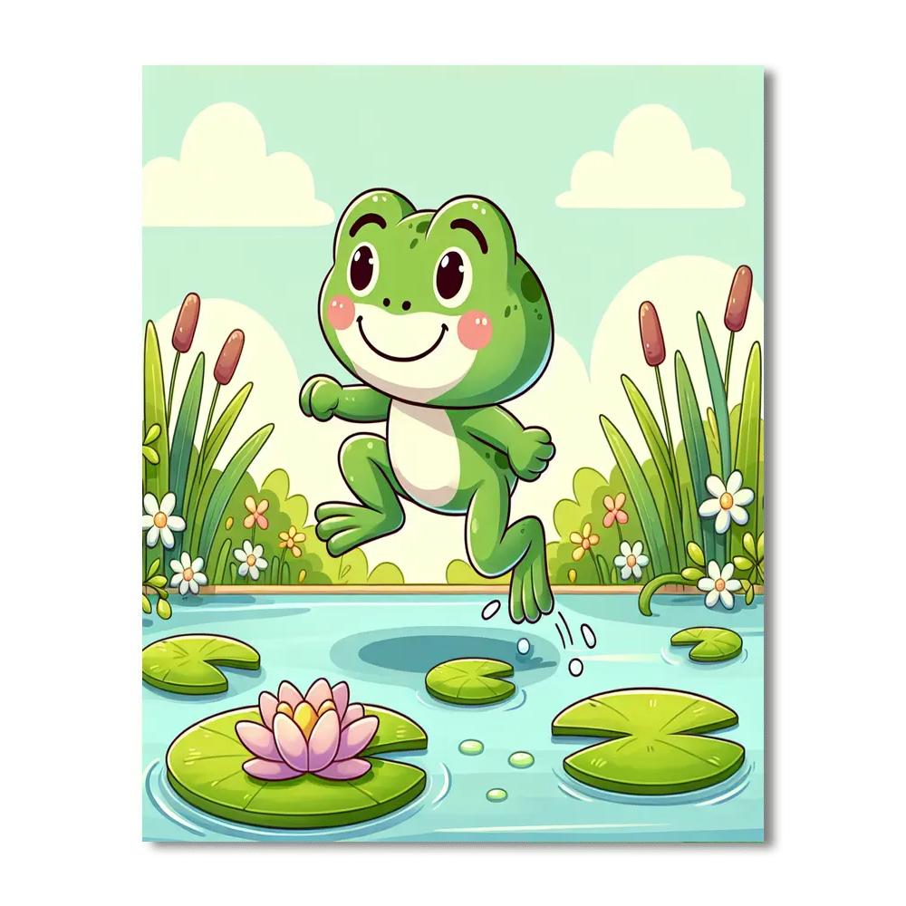 Frog's Lily Pad Hop DIY Paint By Numbers