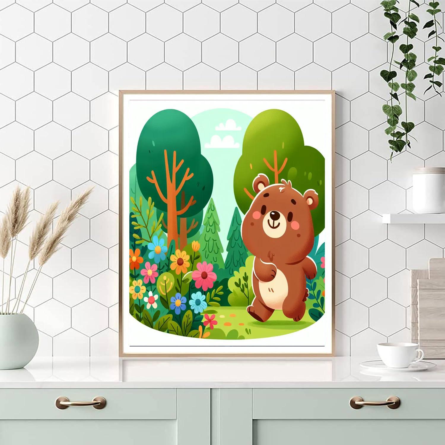 Cuddly Bear In The Woods Paint By Numbers Art