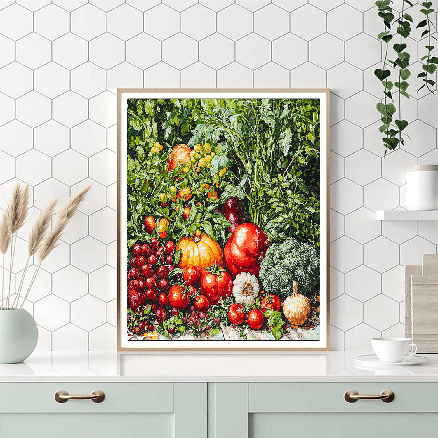 Chardin Inspired Vibrant Veggie Patch  Number Painting