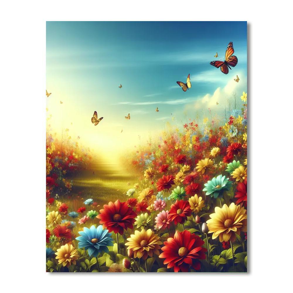 Cheerful Spring Meadow Paint By Numbers Art