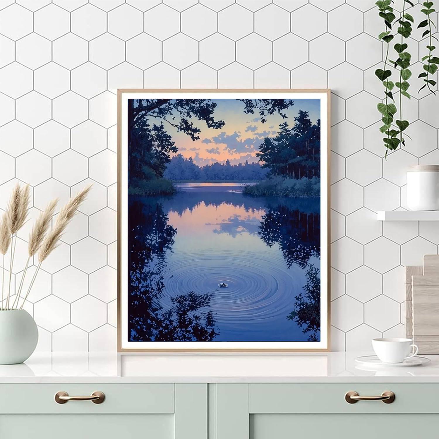 Utagawa Hiroshige Inspired Silken Evening Waters  Number Painting