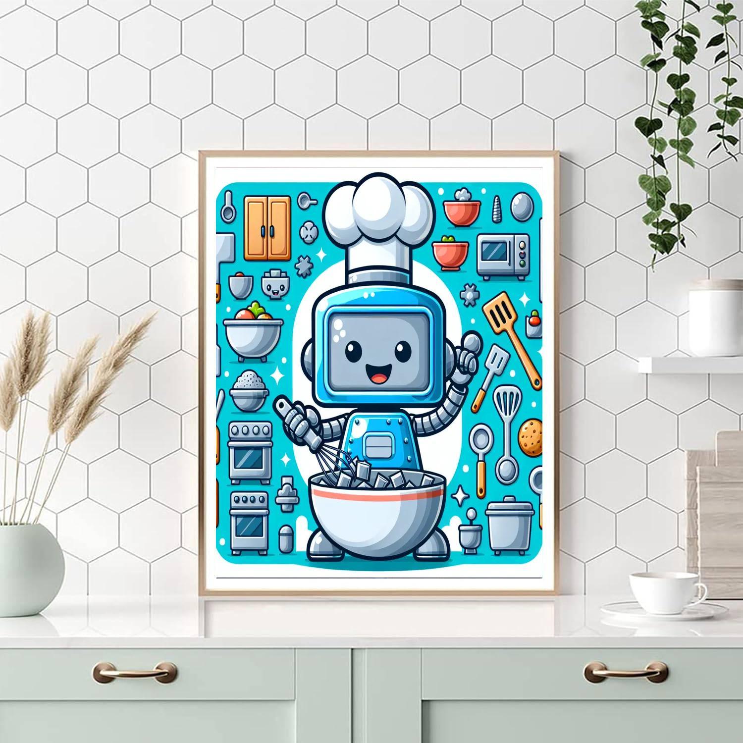 Happy Little Robot Chef DIY Paint By Numbers