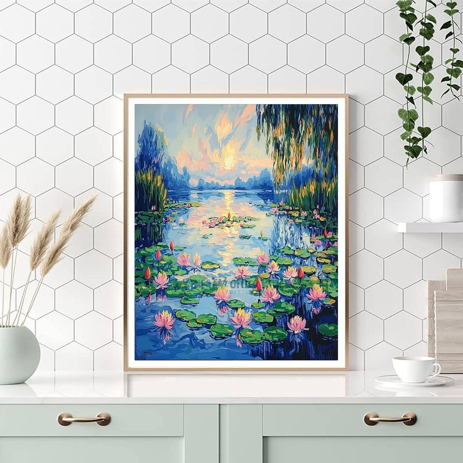 Claude Monet Inspired Ethereal Water Lily Serenity  Paint By Numbers