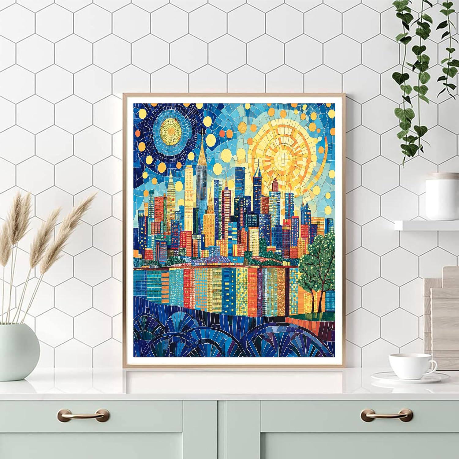 Gustav Klimt Inspired Mosaic Cityscape  Paint By Number