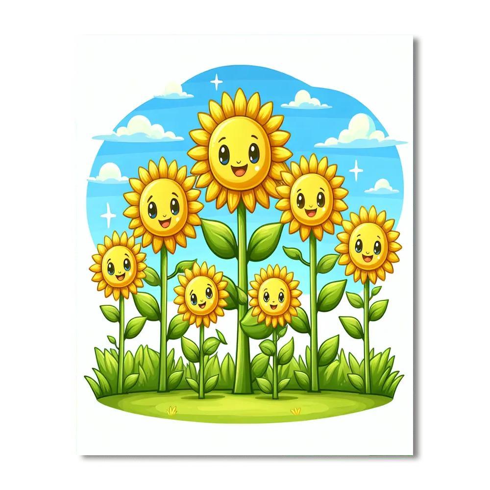 Cheerful Sunflower Family Paint By Numbers Art