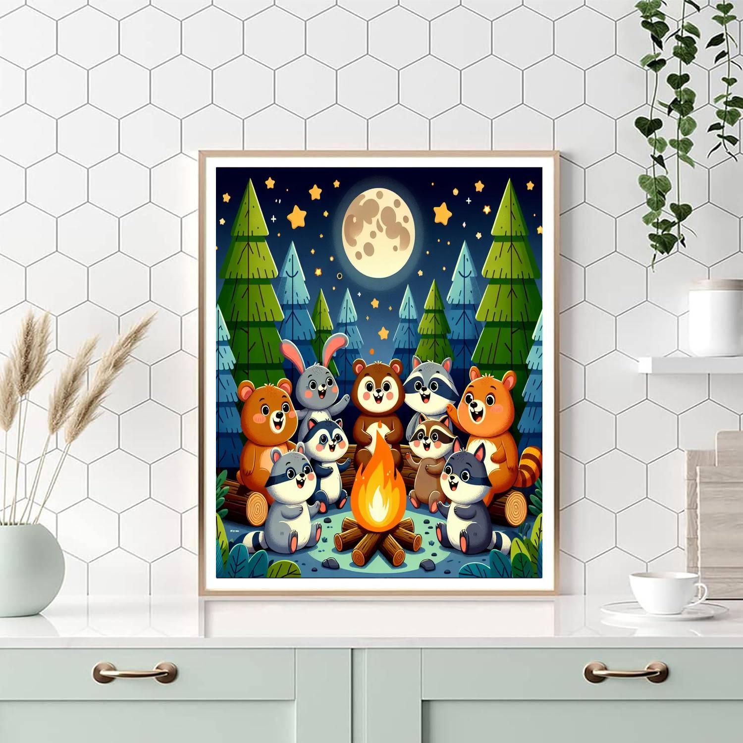 Happy Animal Campout Paint By Number