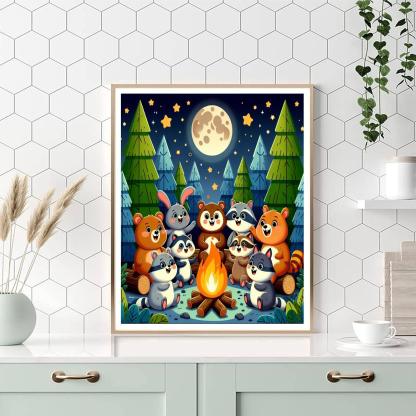 Happy Animal Campout Paint By Number