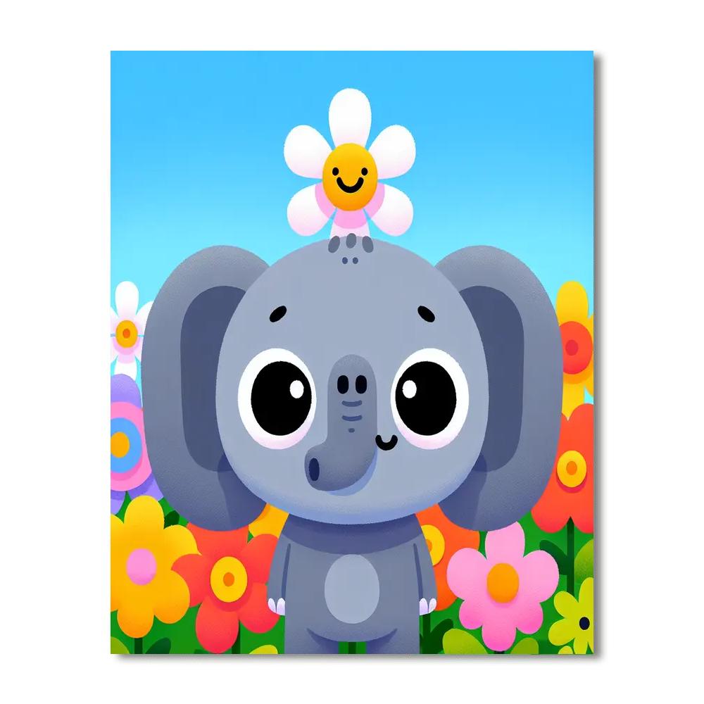 Curious Elephant Paint By Numbers Art