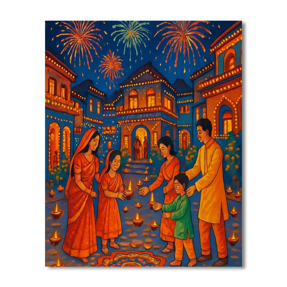 Diwali In Delhi - India Numbered Painting Kits