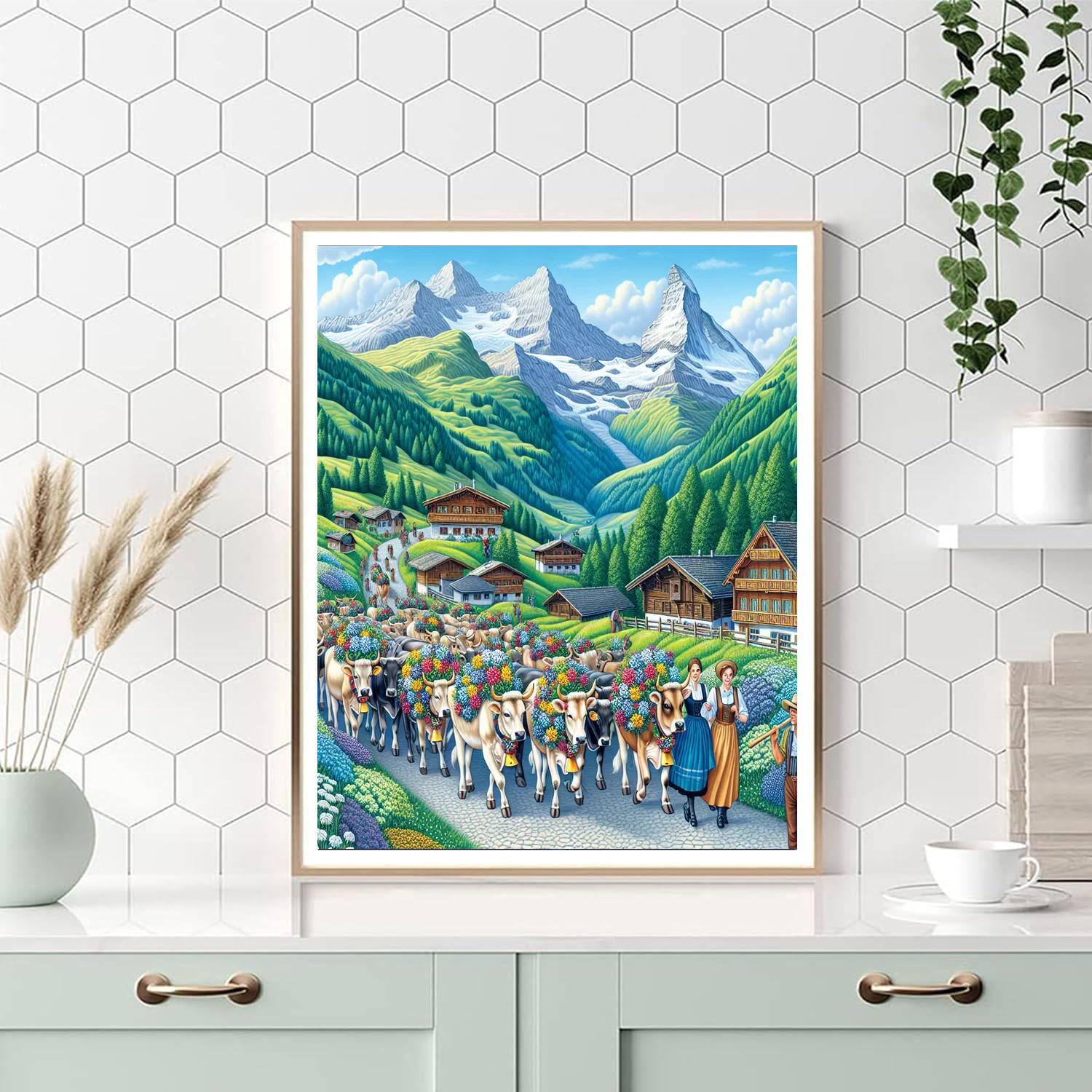 Alpine Cow Descent Festival - Switzerland Paint By Numbers Art