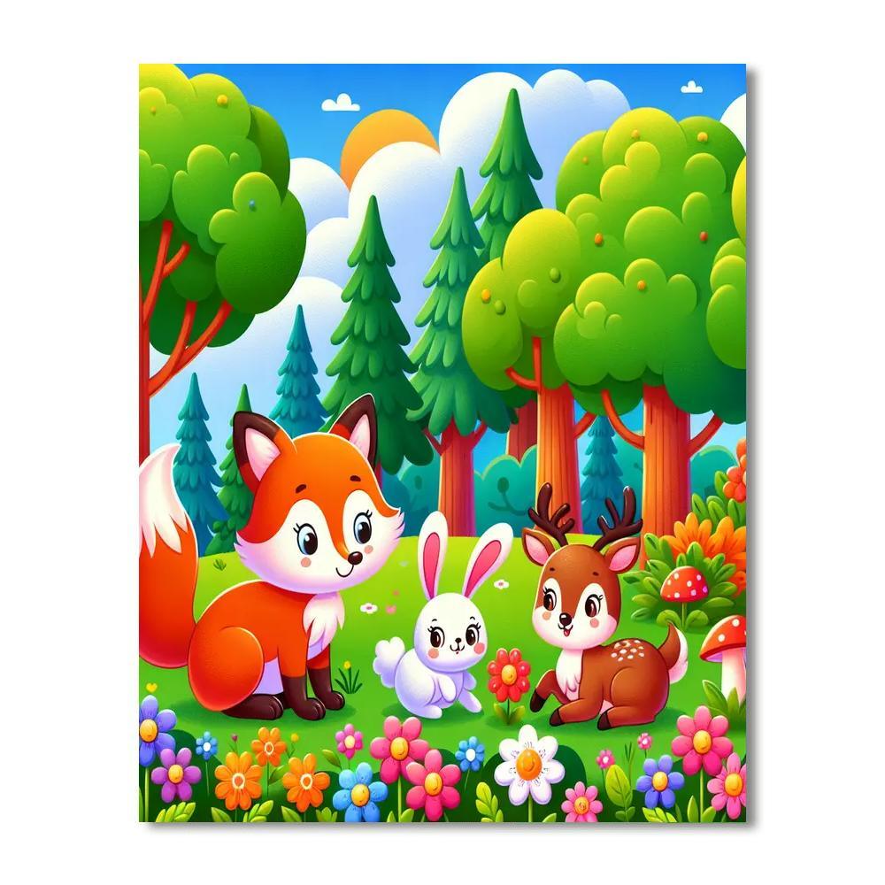 Lively Forest Adventure Paint By Numbers Art