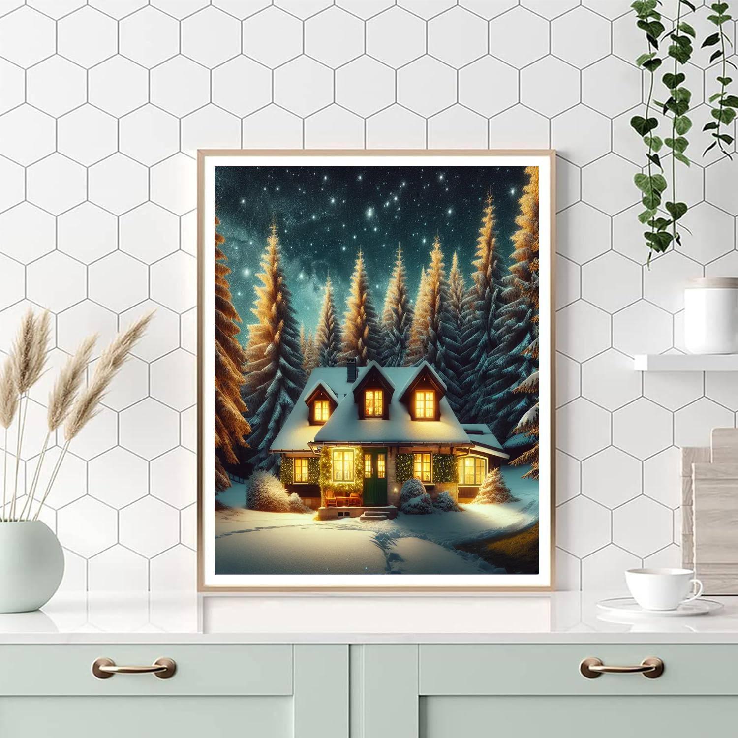 Winter Cottage Glow Painting By Numbers Kit