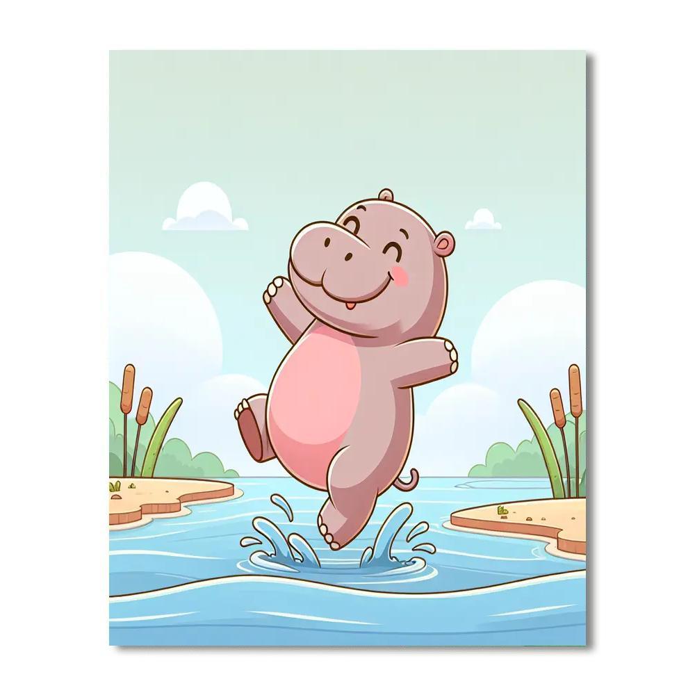 Happy Hippo's River Dance Painting Number Kit