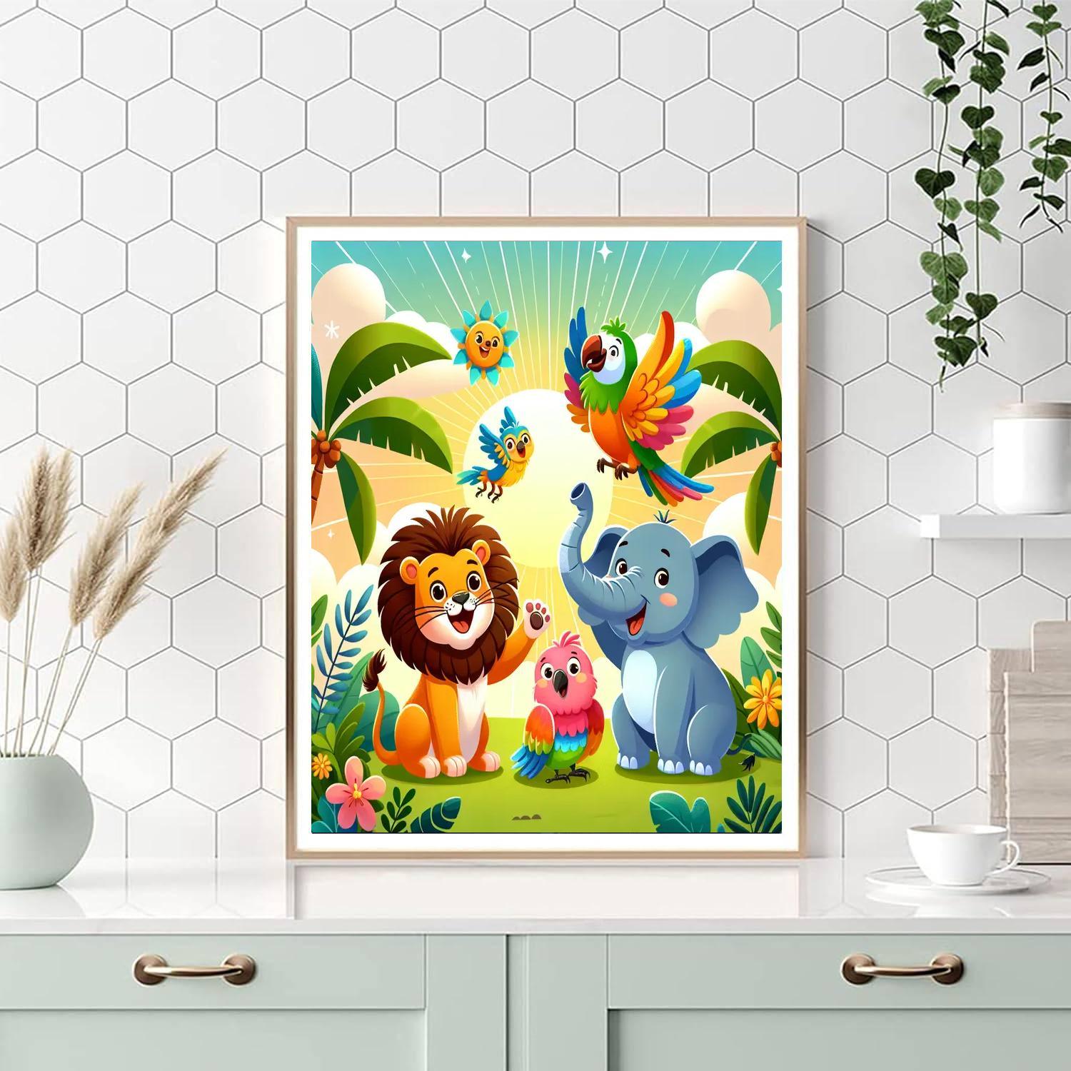 Funky Animal Kingdom Paint By Numbers Art