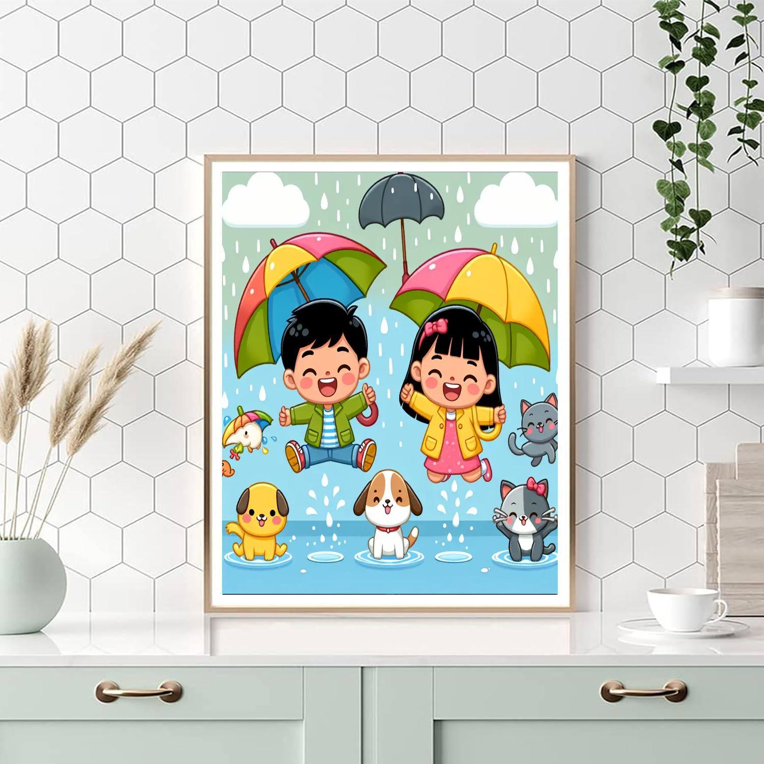Fun In The Rain Paint By Number