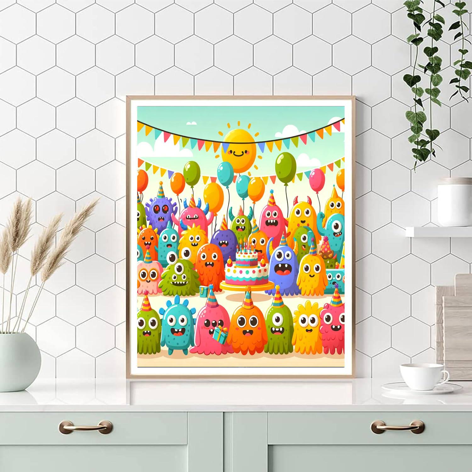 Colorful Monster Party DIY Paint By Numbers
